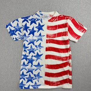 Vintage 90s L.A. Chic American Flag All Over Print T-Shirt Made in USA